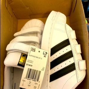 Adidas size 2 blue stripes hard toe